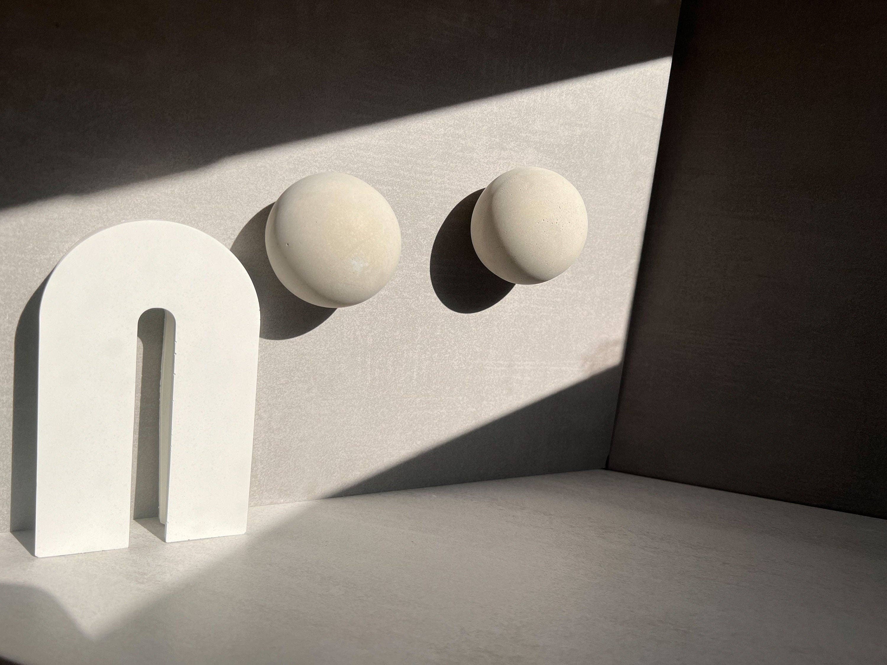 Minimal Loot Design - Wholesale Wall hook - Round Cement Hook, Sphere Knob, Hat Hook, Modern Hook, Decorative Peg, Entryway Coat Hook, Wall Storage, Ball Hanger, Natural3