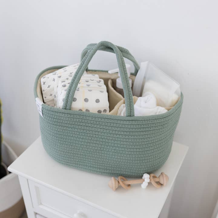 Natemia - Wholesale Diaper Caddy - Baby - Rope Diaper Caddy Organizer in Lily Pad