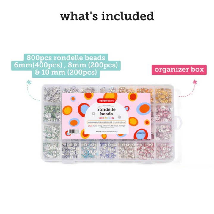Incraftables - Wholesale DIY Craft Kit - Kids - Incraftables 800-Piece Rondelle Spacer Beads Set1