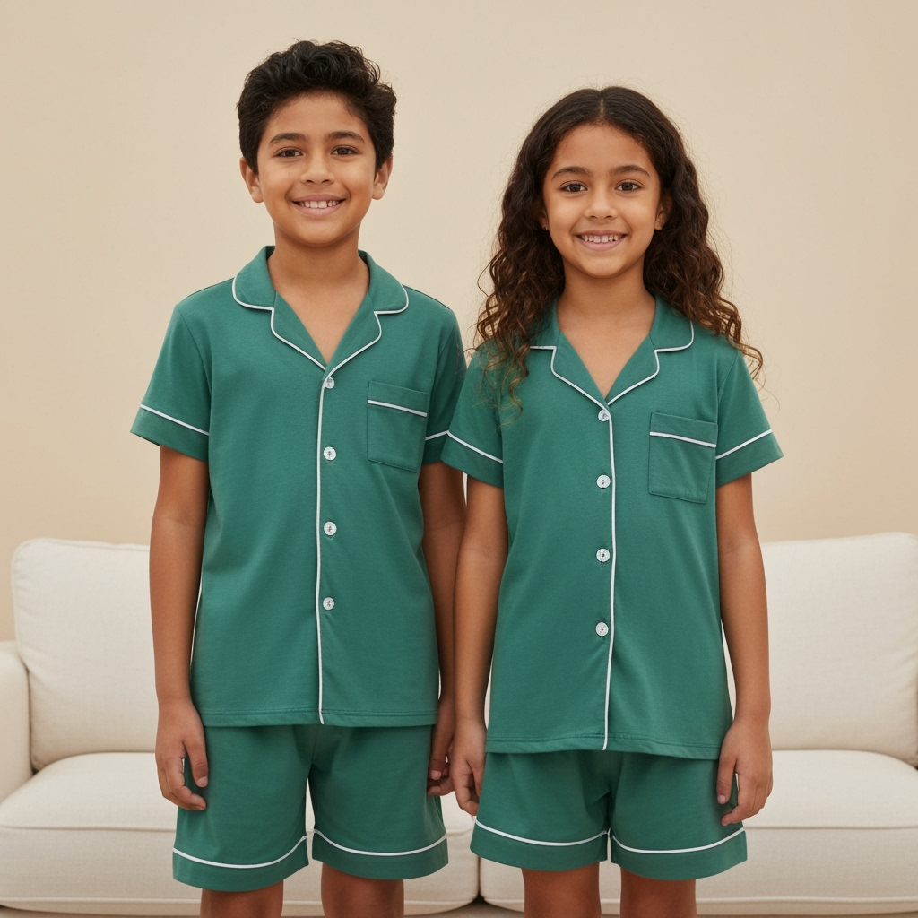The Blissful - Vente Haut et bas de pyjama – enfant - Ensemble de pyjama court pour enfants en coton 100% personnalisé1