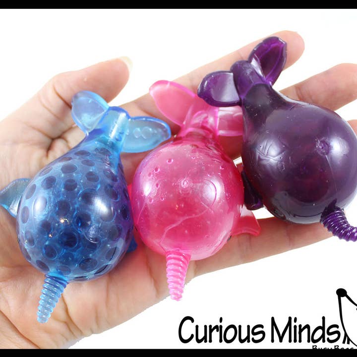 1 Colored Narwhal Water Bead Filled Squeeze Stress Ball - for wholesale by Curious Minds Toys
