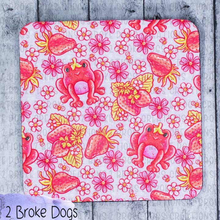 Strawberry Frog Fruit Animal Table Coaster for wholesale by 2 Broke Dogs Creations