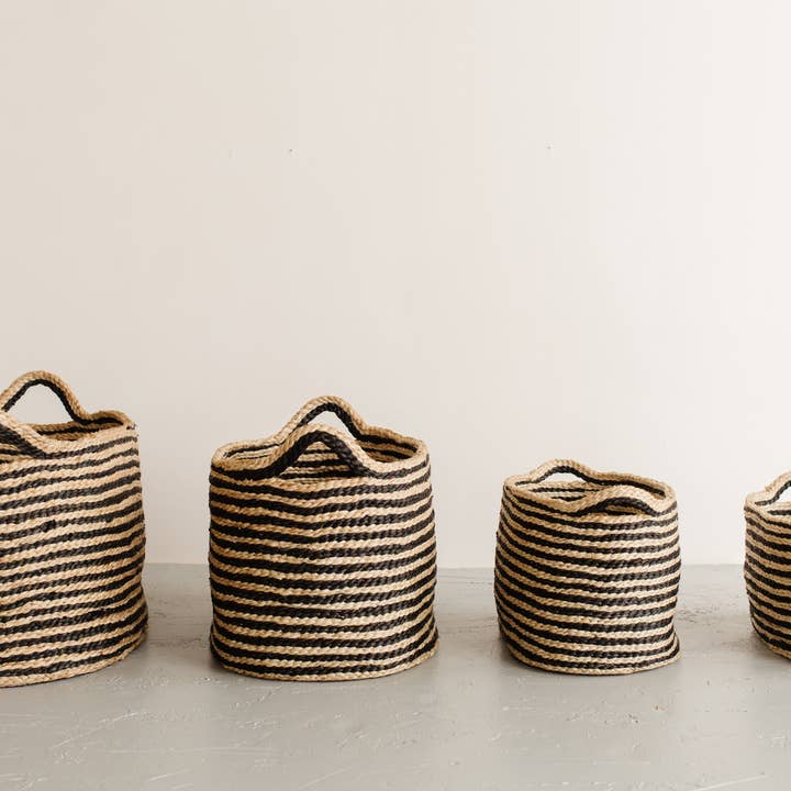 Will & Atlas – Cesta por atacado – Cesto Oval com pega, juta - riscado1