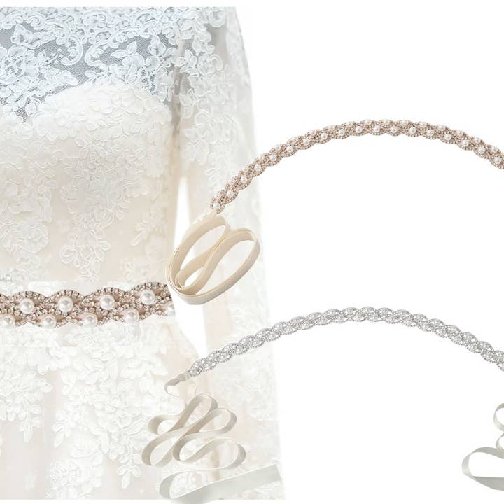 Cintura con Cristalli d'Oro 59203-297 47x2 cm per la vendita all'ingrosso da parte di Cool Crystals