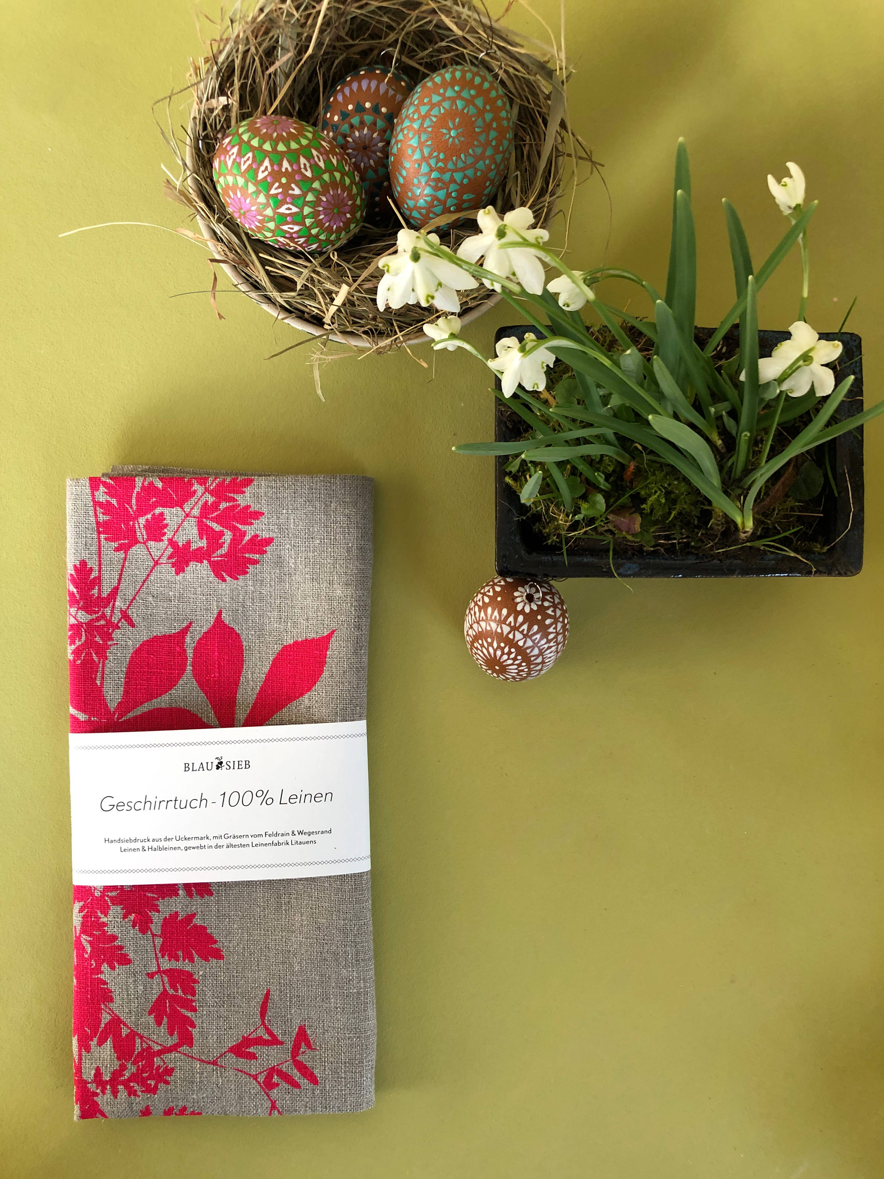 Manufaktur BLAUSIEB - Vente Torchons - Torchon naturel en lin 100 % avec imprimé Midsummer2