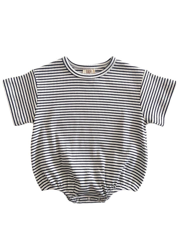 SIIX Collection - Wholesale Bodysuit (Non-Footed) - Baby - Black Stripe / Organic Ribbed T-Shirt Bubble