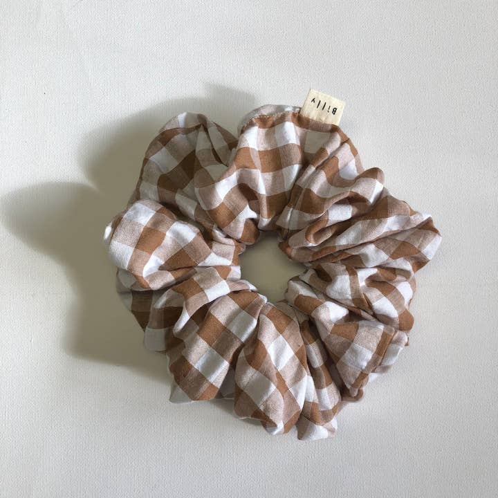 Billy Bamboo - Wholesale Scrunchie - Women's - GINGHAM SCRUNCHIES - neutral