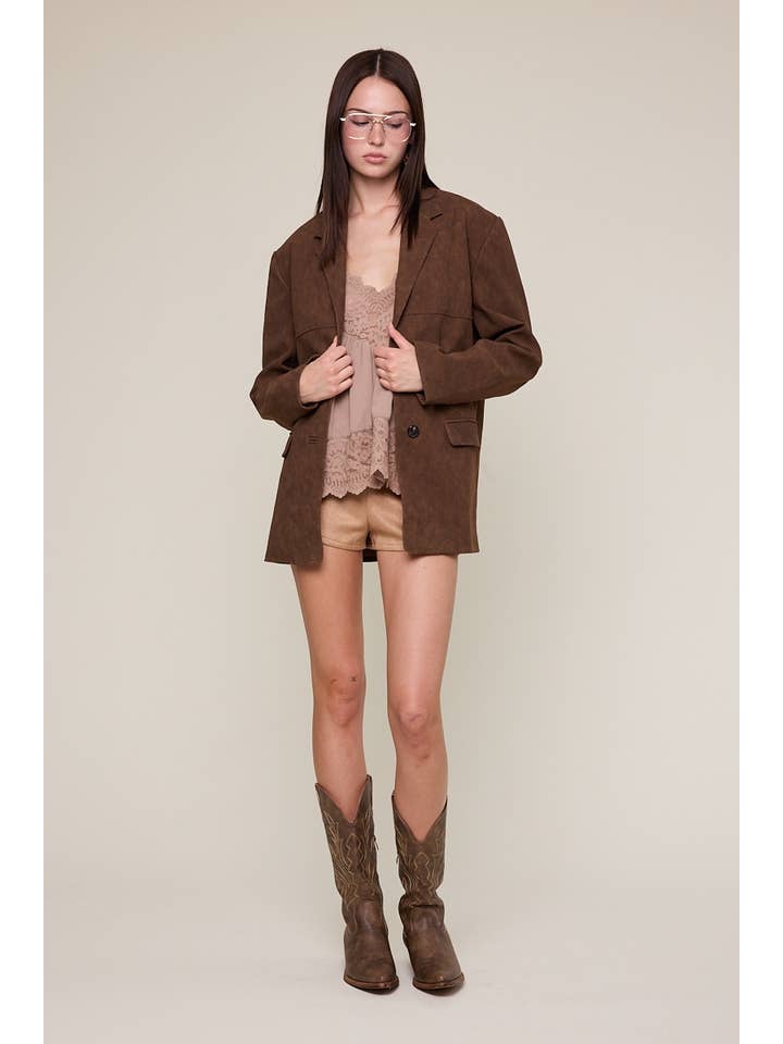 Sky to Moon - Wholesale Jacket - Women's - VINTAGE BROWN DOUBLE BUTTONS OVERSIZED JACKET10