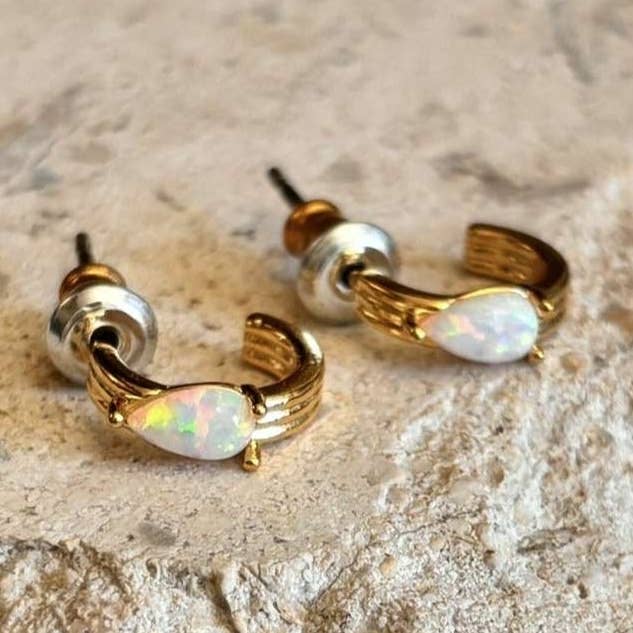 Goddess Teardrop Huggie Hoop Earrings for wholesale by Silla