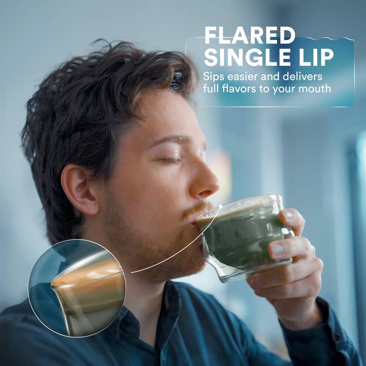 Ovalware - Wholesale Coffee/Tea Cup - Double Wall Latte Master Glass | Stealth Gray | 250mL | 8.5oz | Set of 24