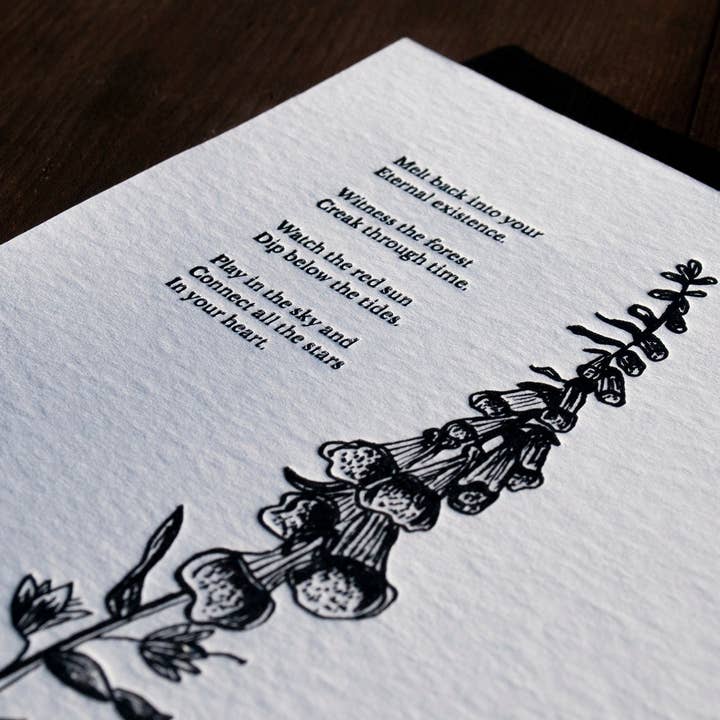 Velvetback - Wholesale Art Print - Foxglove 5" x 7" Botanical Letterpress Print2