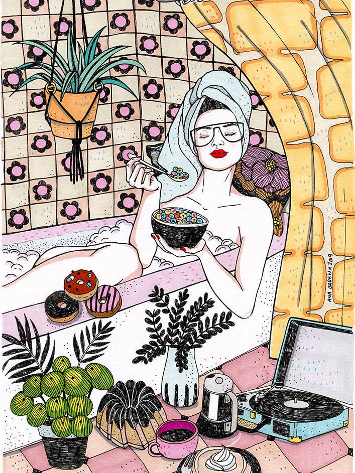 Bath and Cereals - Art Print for wholesale by ANA JAREN STUDIO