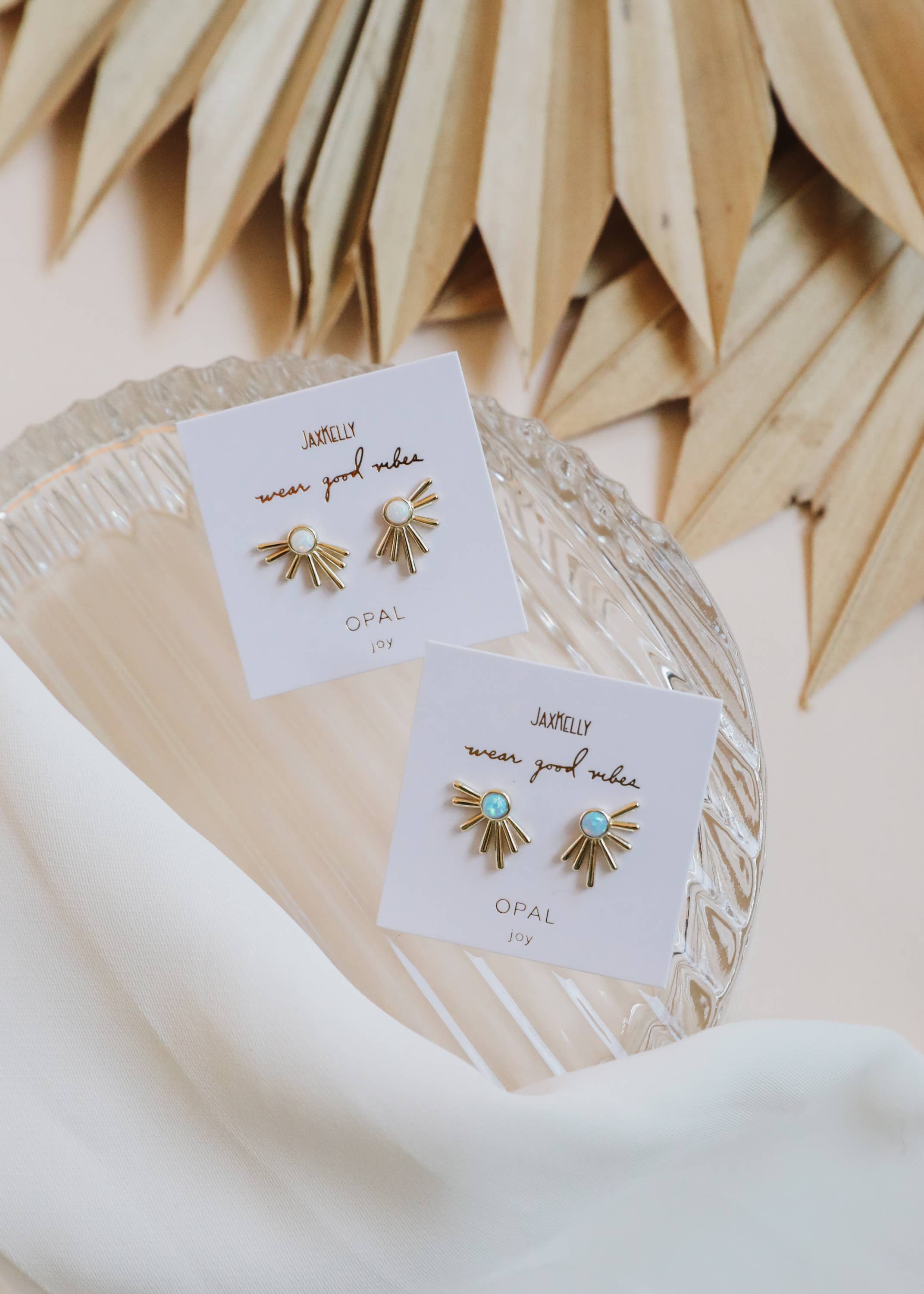 JaxKelly - Wholesale Stud/Post Earrings - Sun Ray - Fire Opal - Gold Earrings5