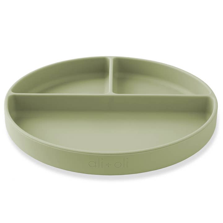 Ali+Oli - Wholesale Dinner Plate - Kids & Baby - Baby Plate with Suction and Divided Portions (Sage)1