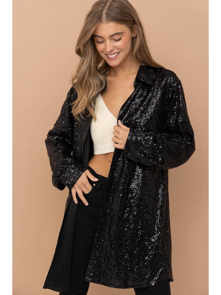 Blue B - Wholesale Jurk - Dames - 32404D - Mini glitterjurk met pailletten en knoopsluiting7