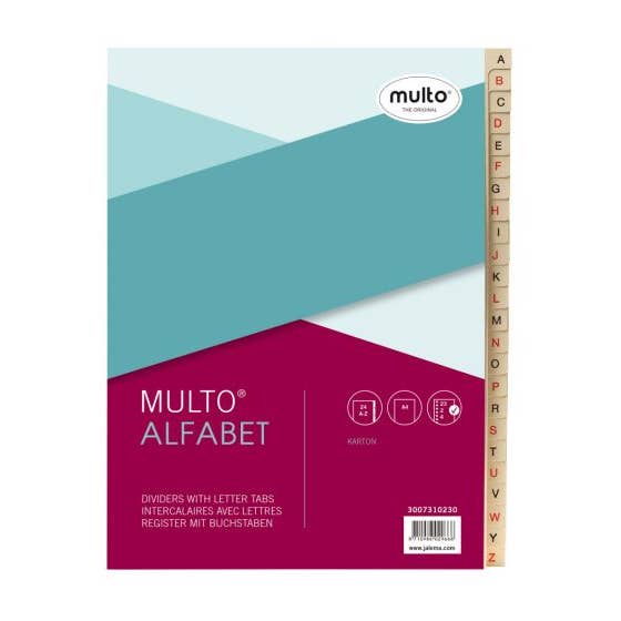 Cardboard tabs A-Z: 24-piece: grey with index black/red for wholesale by Jalema