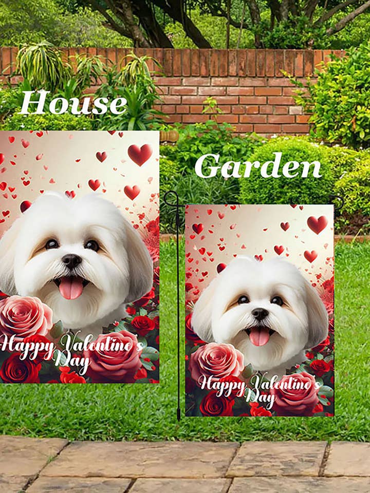 Lhasa Apso White - Valentine Garden Flag for wholesale by Best of Breed Products