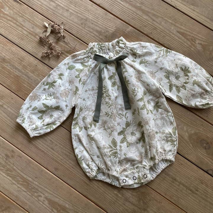 MyKids-USA® - Wholesale Bodysuit (Non-Footed) - Baby - New Arrival Baby Girls Vintage Floral/Plain Bow-Tie Lantern