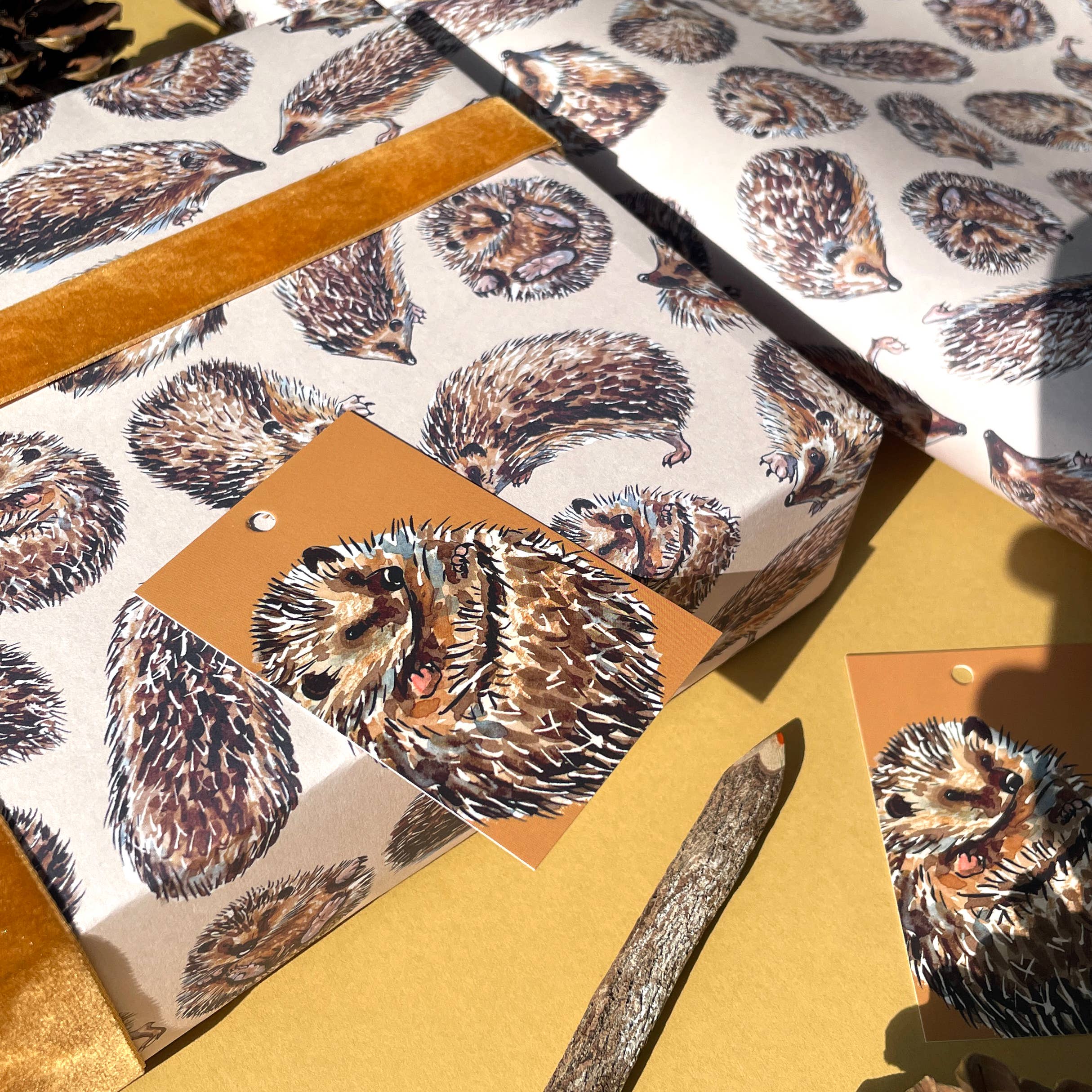 Alexia Claire Ltd - Wholesale Flat Wrap - Hedgehog wrapping paper Sheets3