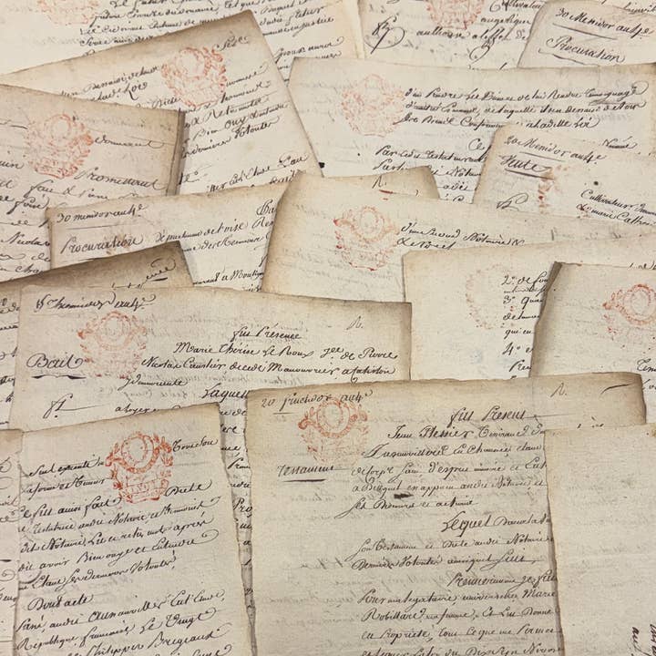 Documento Francês Antigo Carimbado a Vermelho dos anos 1700 por atacado de Monahan Papers