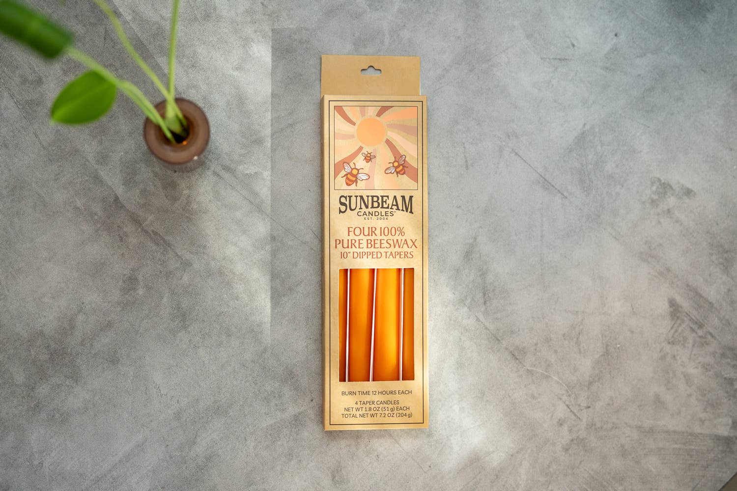 Sunbeam Candles, Inc - Venta al por mayor Velas cónicas/candeleros - Velas cónicas de cera de abejas de 10" - Cajas de 2 pares (paquete de 4 unidades)8