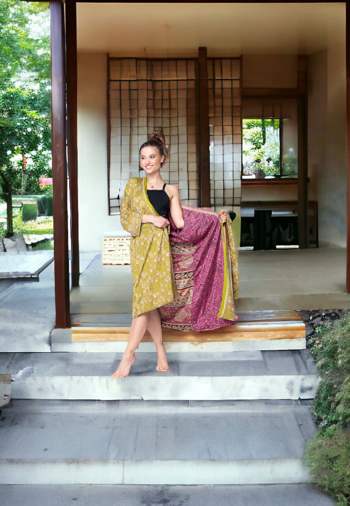 Kinomy – wholesale Kimono – Women's – Reversible long kimonos Pack 10, recycled silk kimono.5