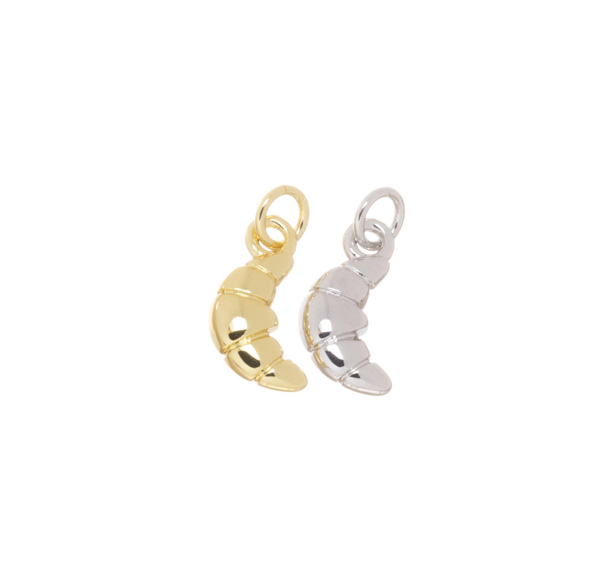 Jewel Pledge - Wholesale Individual Charm/Pendant - Gold & Silver Croissant Charm for Jewelry,CPG-CPS7975