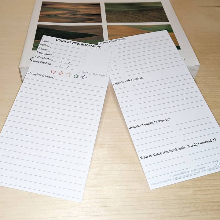 NOVITÀ~ Segnalibro per recensioni di libri (a colori). Rivedi e mantieni il riferimento! per la vendita all'ingrosso da parte di BeeGreen & CraftsPlannersPlus