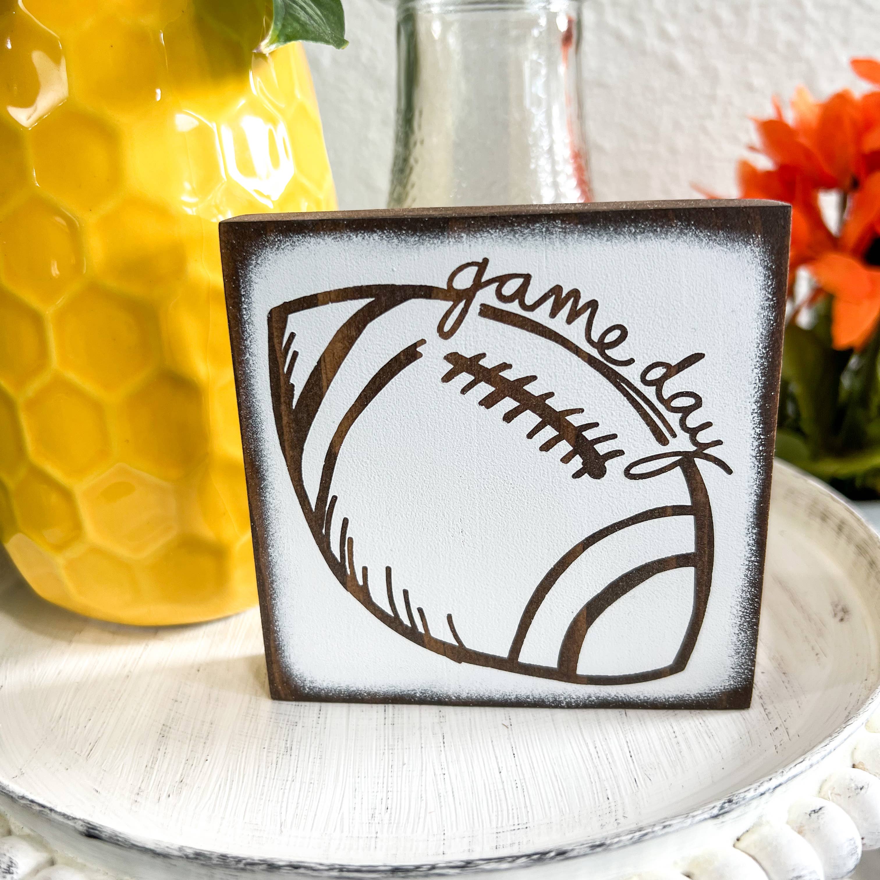 Ruaille Buaille Co - Wholesale Sign - Mini football sign | Farmhouse tiered tray | Fall home decor0