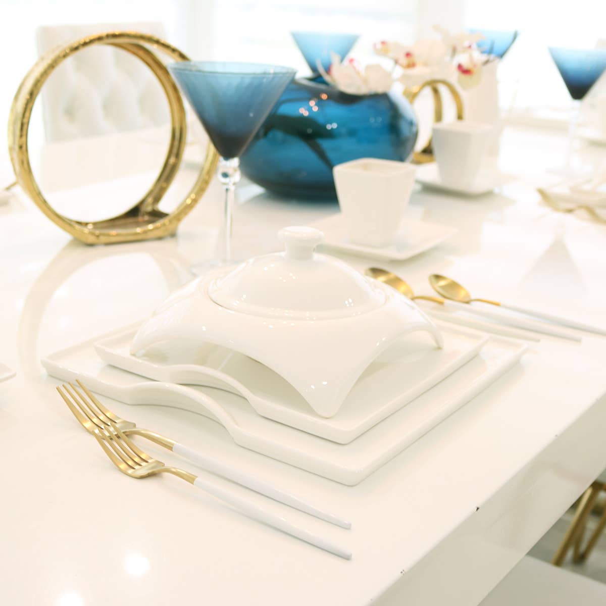 Little White Dish - Wholesale Dinnerware Set - Square Dinnerware Set - 20 Pcs2