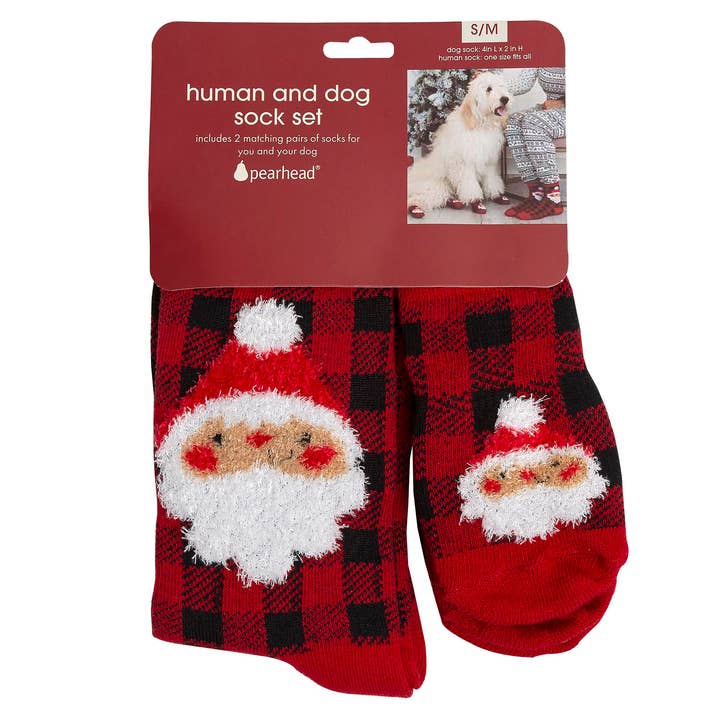 Pearhead - Wholesale Pet Socks - Dog - Human and Dog Matching Christmas Sock Set, Santa