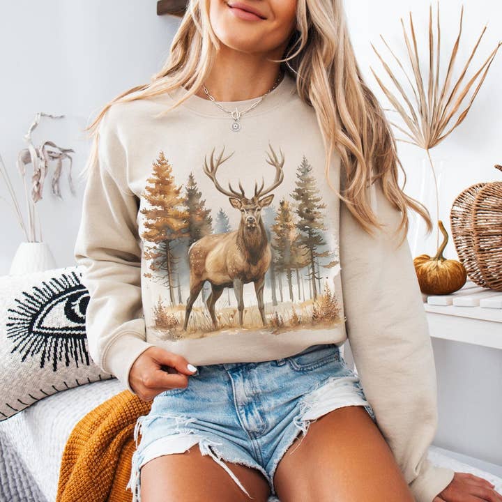 Deer Wilderness Scene Sweatshirt, Retro Animal T-Shirt and other Purchase Wholesale soybeans for deer. Free Returns & Net 60 Terms on Faire trending on Faire.