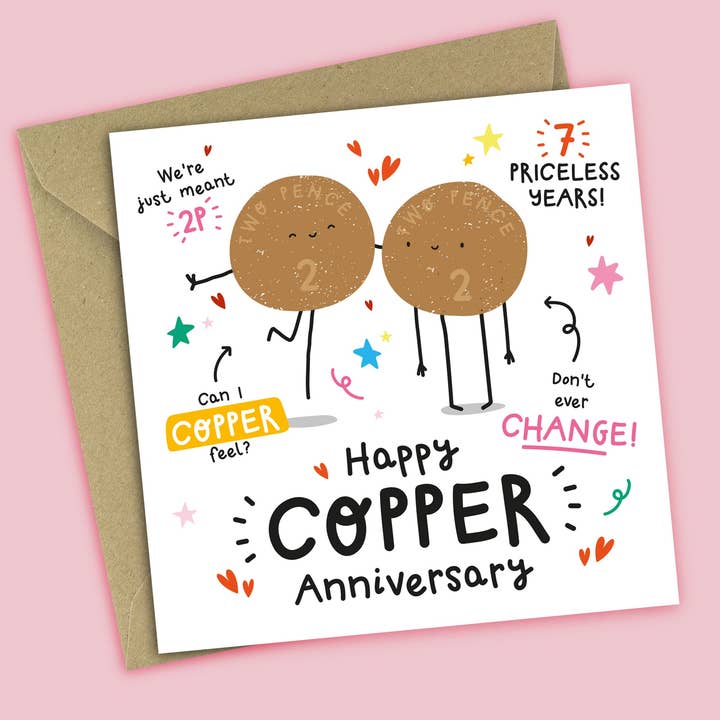 Funny 7th Anniversary Card • Copper Anniversary for wholesale by Twisted Haggis