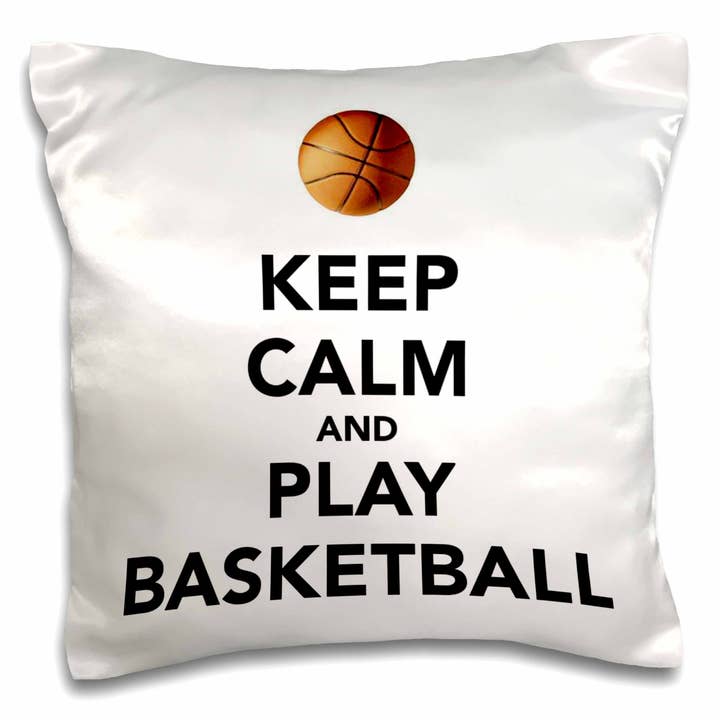 3dRose, Keep calm and play basketball, White and Black, Pillow Case for wholesale by 3dRose