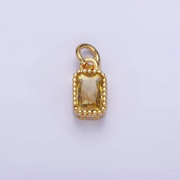 Aim Eternal – Engroshandel Vedhæng/charm – 16K forgyldt multifacetteret rektangulært anheng med fødselssten CZ - personlig | N1074 - N10826