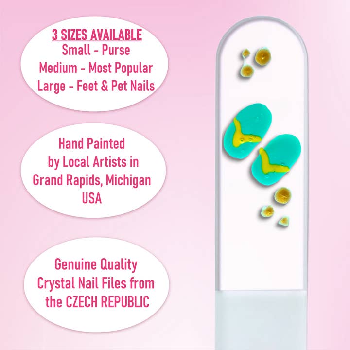 Classy Nail Files - Wholesale Nail file - Flip Flops Teal Sandals Beach Hand Painted Crystal Nail File6