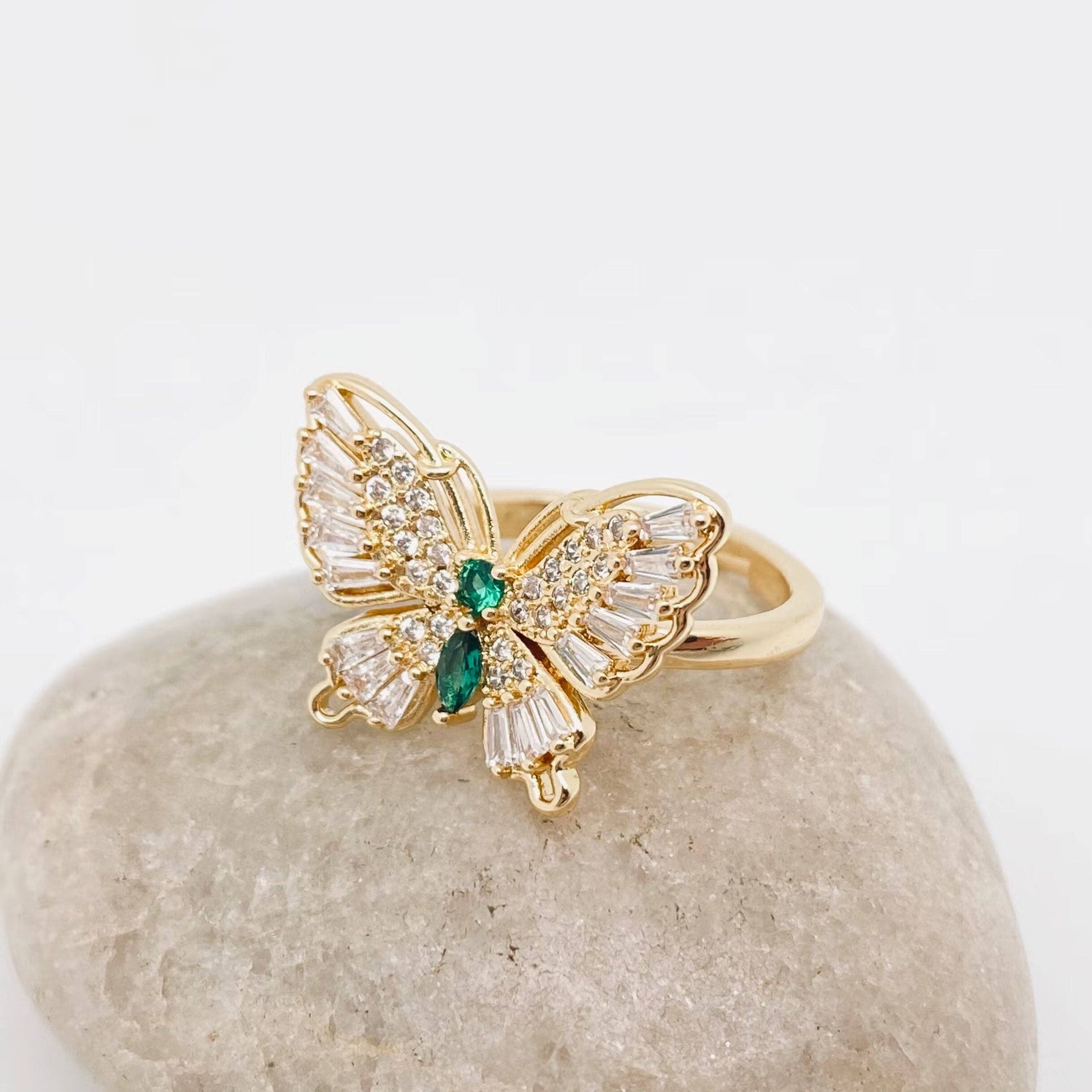 Mio Queena – wholesale Multi-stone ring – Multicolor Cubic Zirconia Butterfly Adjustable Ring8