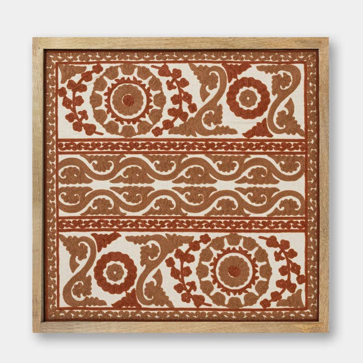 Rust Framed Suzani Textile 16x16" and other Purchase Wholesale ruban textile. Free Returns & Net 60 Terms on Faire trending on Faire.