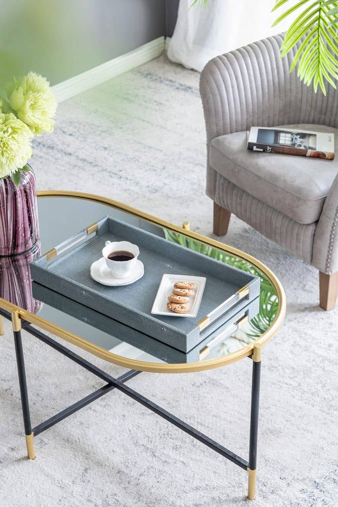 Decorium Living - Wholesale Decorative Tray - Margo Tray W/ Lucite Handle (Set of 3)2