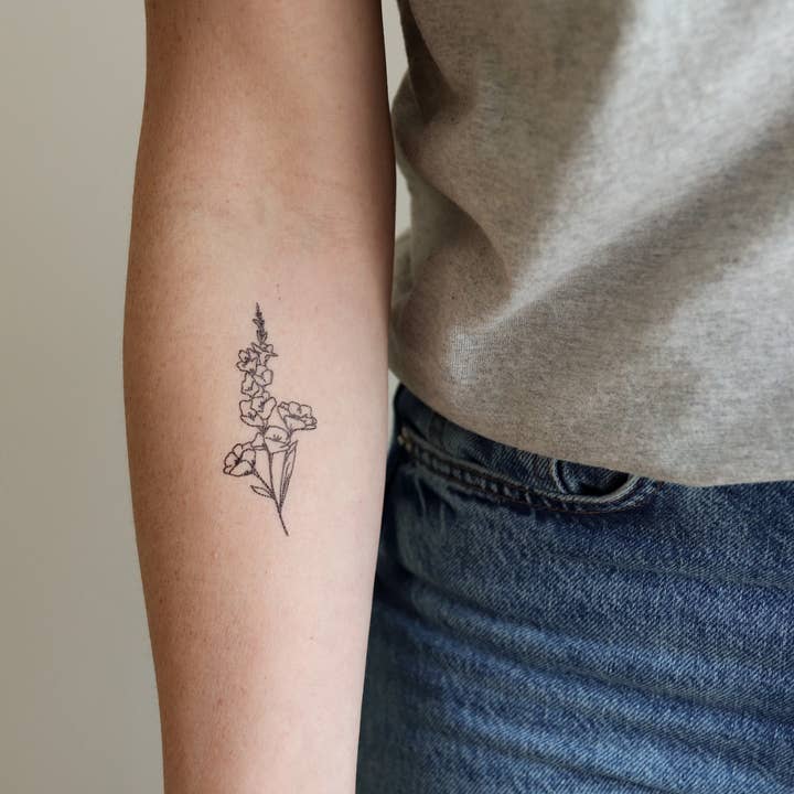 Saint & Company - Wholesale Temporary Tattoo - Gladiolus + Cosmos Temporary Tattoos