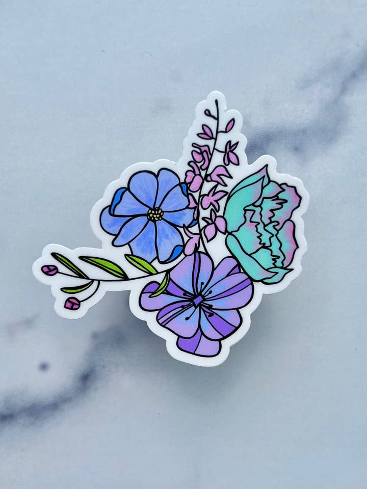 Buntes Blumendesign | Wasserdichter Aufkleber für den Großhandel von Sydney's Crafty Creations