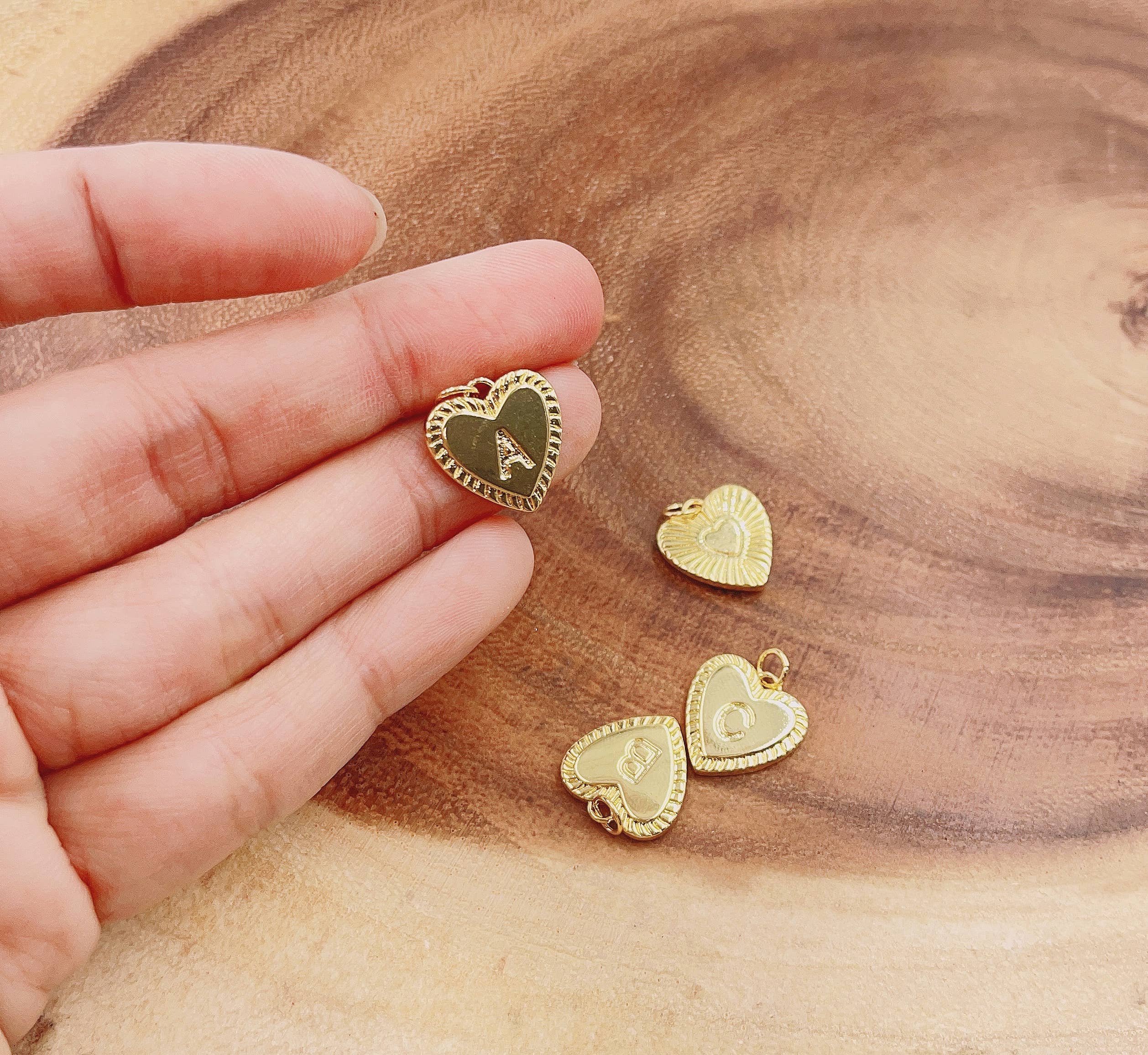 Beads Creation - Wholesale Individual Charm/Pendant - Gold Filled Initial Heart Letter Charm Alphabet Charm CP18201