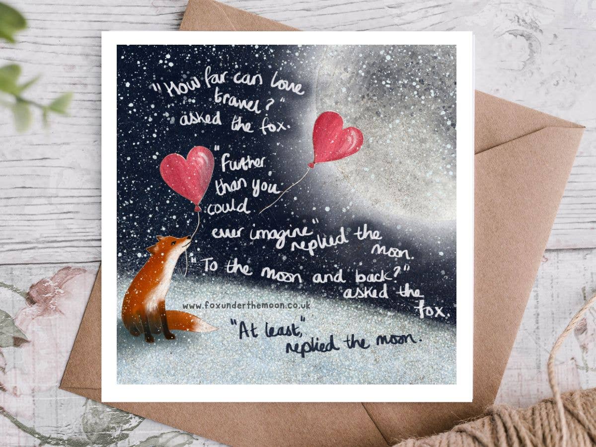 Fox Under The Moon - Wholesale Liefdeskaartje - "Liefdeskaart 'Naar de Maan en Terug'" door Fox Under The Moon10