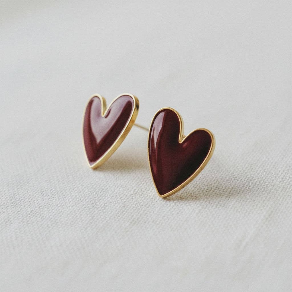 Ellemadera – wholesale Stud/post earrings – Heart-Shaped Gemstone Drop Earrings1
