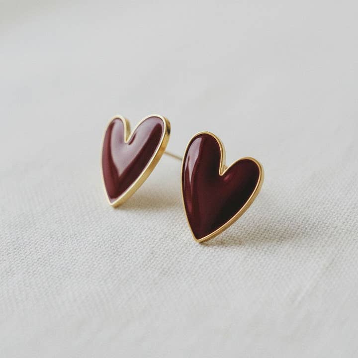 Ellemadera - Wholesale Stud/Post Earrings - Heart-Shaped Gemstone Drop Earrings1