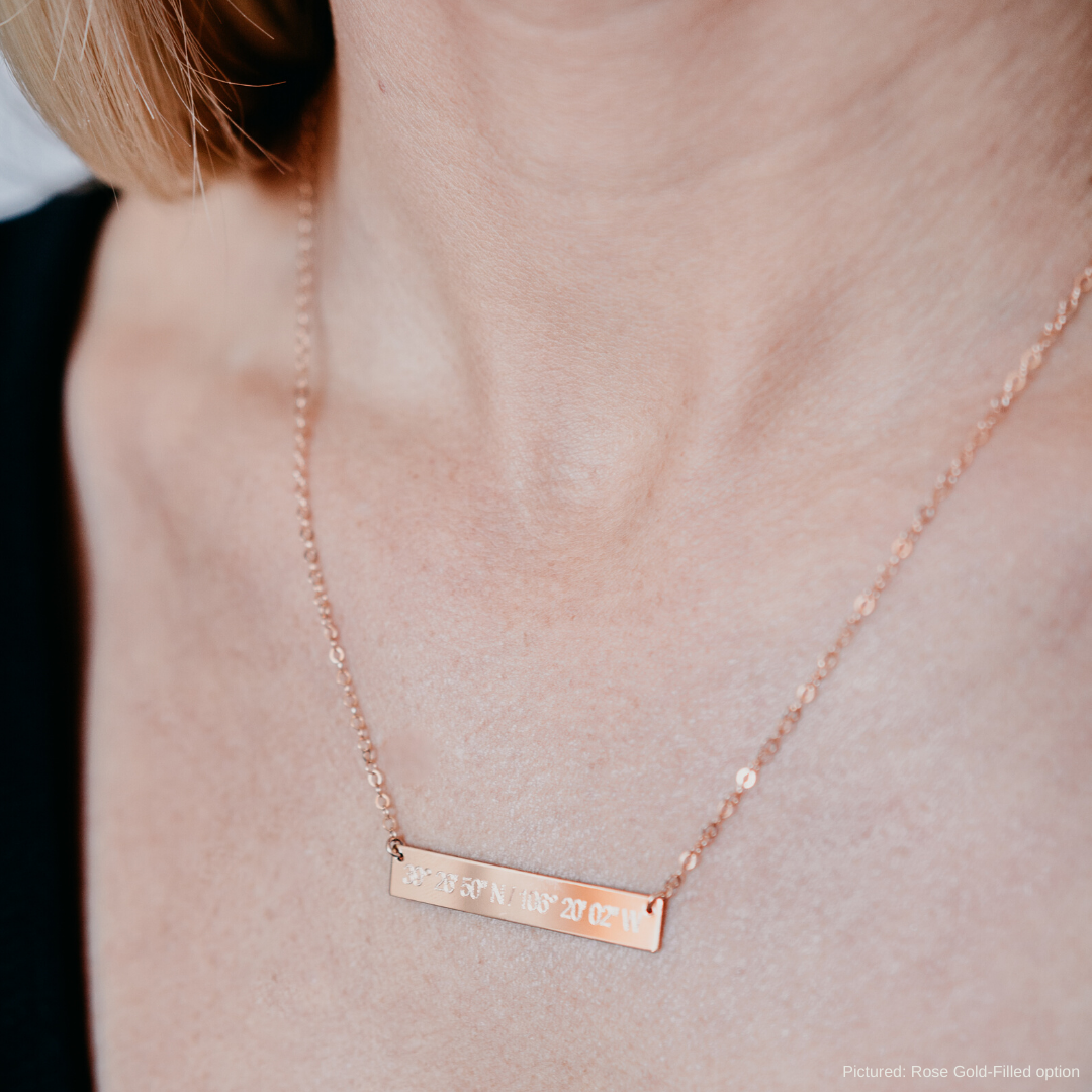Lat & Lo - Wholesale Pendant/Charm Necklace - Coordinates Bar Necklace6