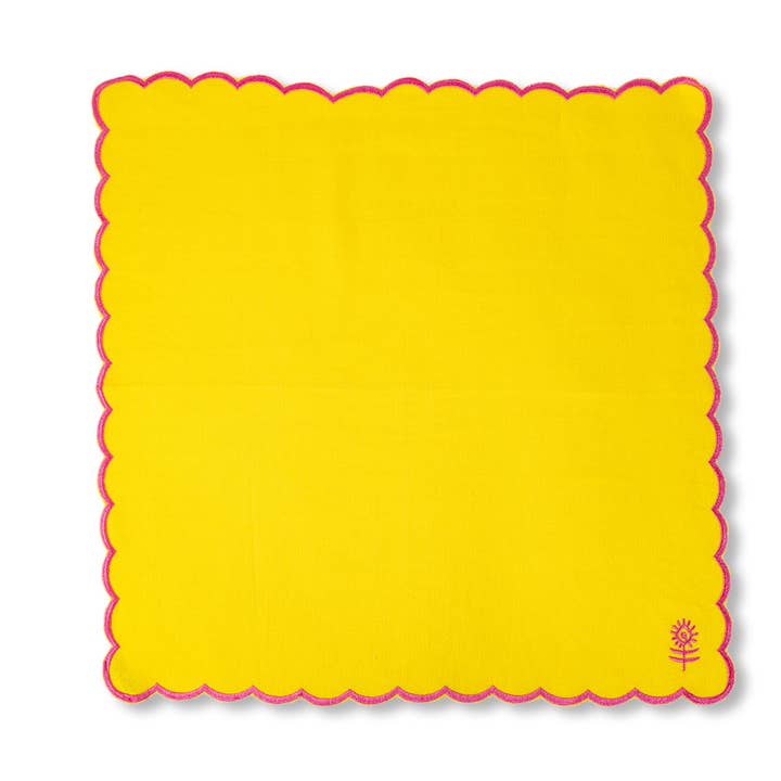 Furbish Studio - Wholesale Dinner & Cloth Napkin - Icon Linen Napkins S/4 - Yellow + Neon Pink5