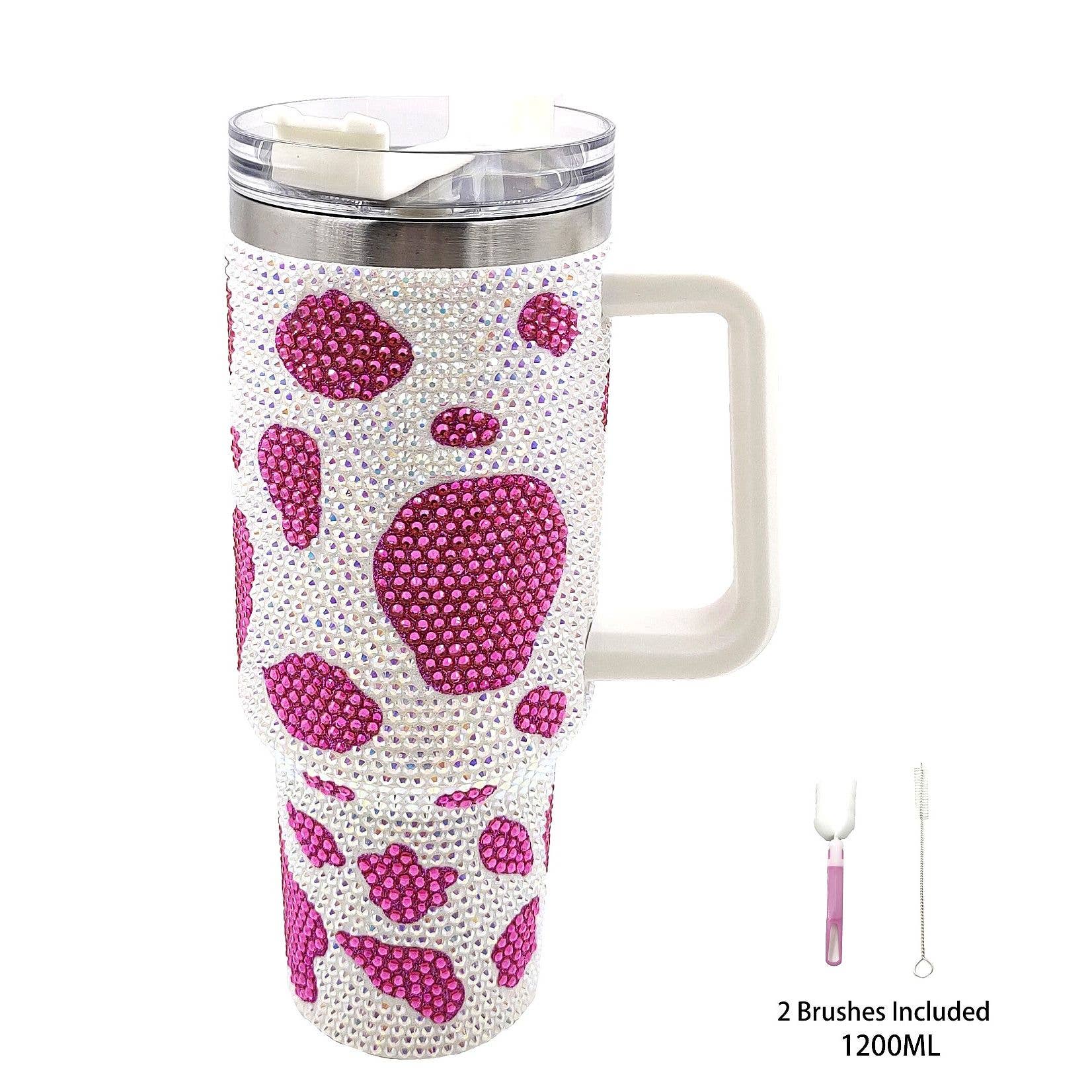 Diacly - Wholesale Insulated Mug/Tumbler - Bling Solid Rhinestone Tumbler Straw with 2 Brushes Spong4