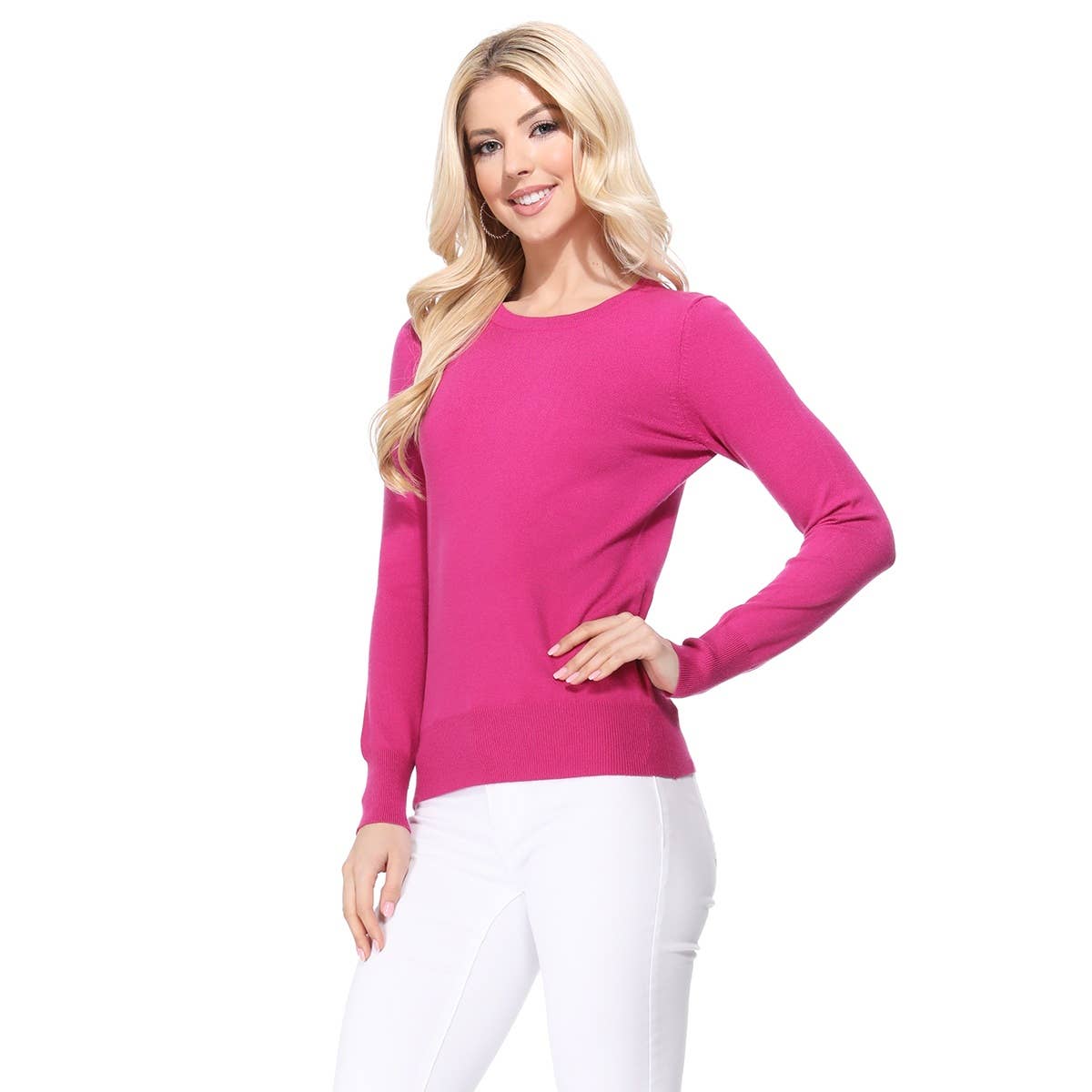 Mak – Engroshandel Pullover - Dame – Langærmet Crewneck blød strik sweater pullover MK550017