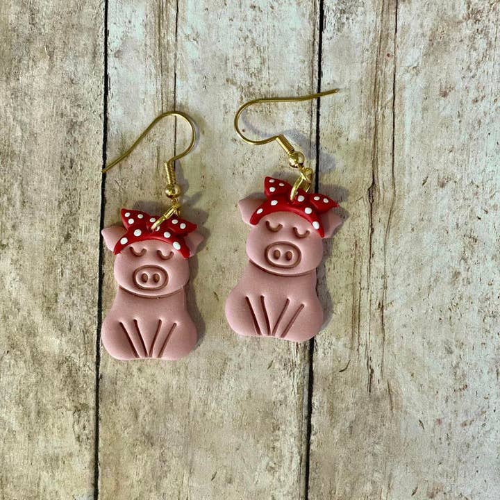 SmallTownClayCo - Wholesale Dangle Earrings - Little Miss Piggy Dangle